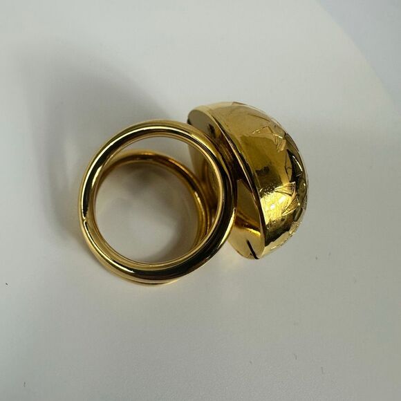 Celine Star Motif Ball Shape Scarf Ring Gold Tone - Picture 7 of 9